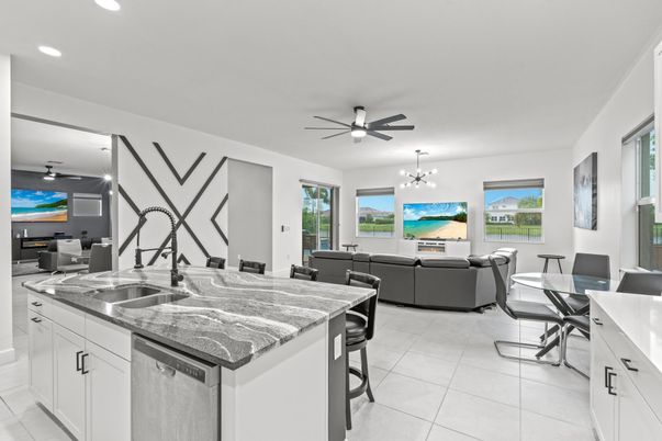 Dining room, Interior, Kitchen, Living room, Recessed Lighting