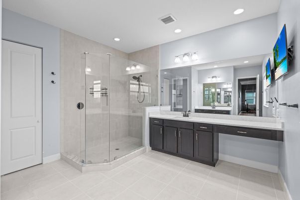 Bathroom, Glass Shower, Interior, Recessed Lighting