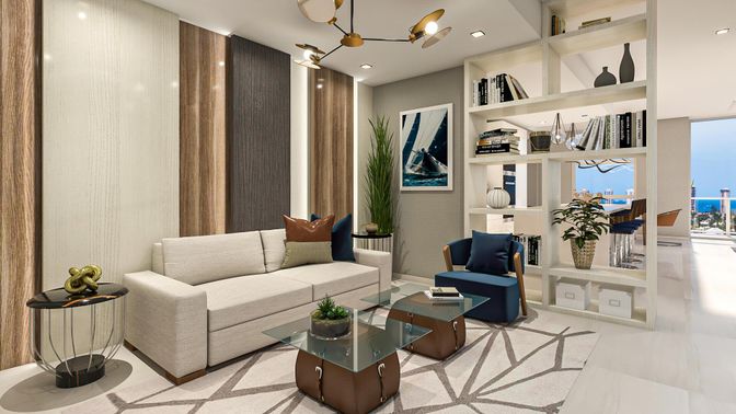 Interior, Living room, Recessed Lighting