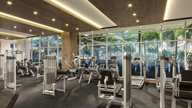 Fitness Equipment, Gym, Interior, Recessed Lighting