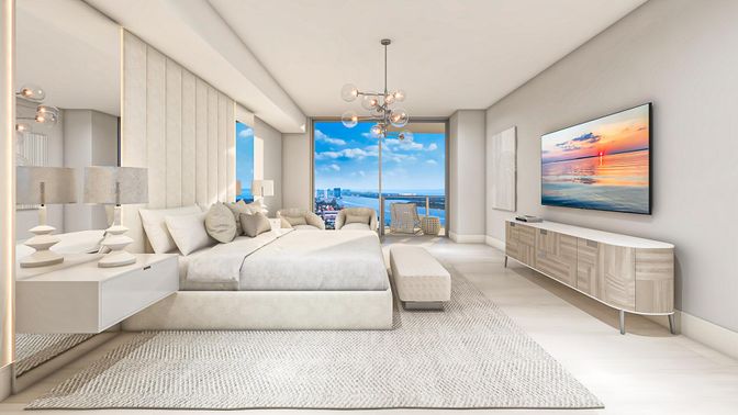 Bedroom, Interior, Pendant Lights, Water