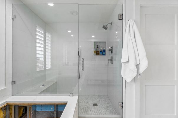Bathroom, Glass Shower, Interior, Recessed Lighting