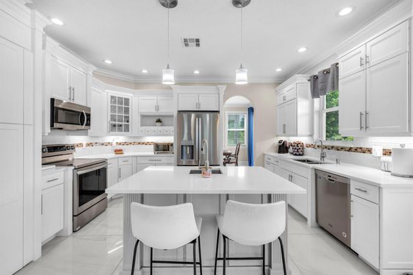 Interior, Kitchen, Pendant Lights, Recessed Lighting, Stainless Steel Appliances