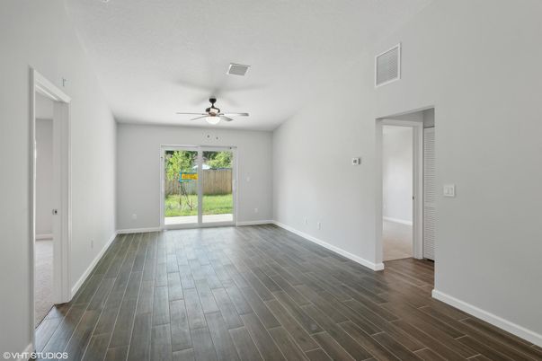 Empty room, Interior, Recessed Lighting, Wood Texture Flooring