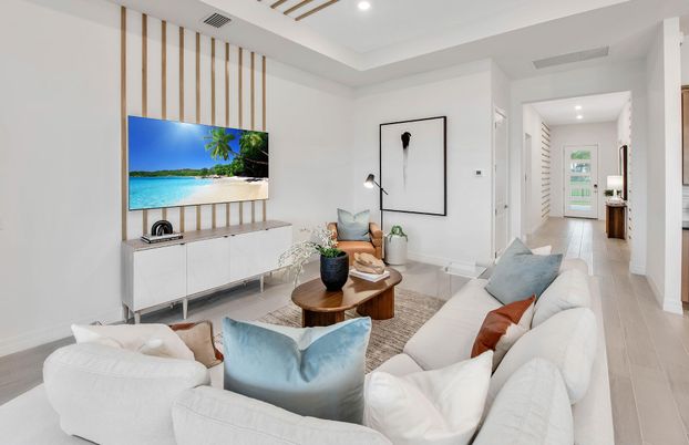 Interior, Living room, Recessed Lighting, Wood Texture Flooring