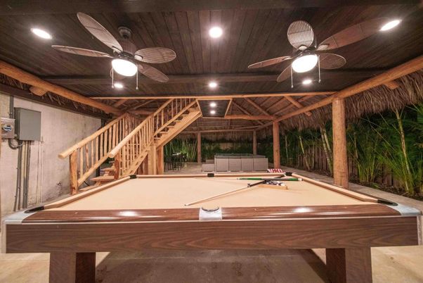 Billiard Table, Game Room, Interior, Recessed Lighting