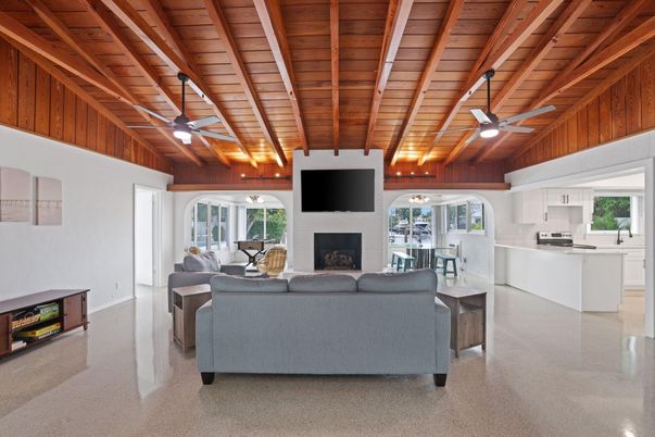 Dining room, Fireplace, Interior, Kitchen, Living room, Wooden Beams, Wooden Ceilings