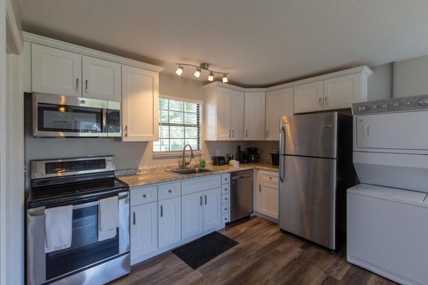 Interior, Kitchen, Stainless Steel Appliances, Wood Texture Flooring