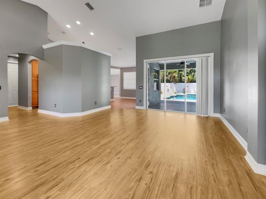 Empty room, Interior, Recessed Lighting, Wood Texture Flooring