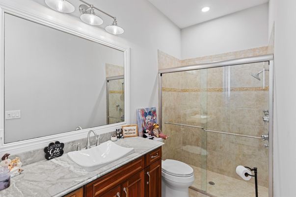 Bathroom, Glass Shower, Interior, Recessed Lighting