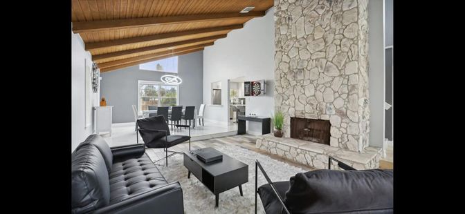 Dining room, Fireplace, Interior, Living room, Stone Walls, Wooden Beams, Wooden Ceilings, Wood Texture Flooring