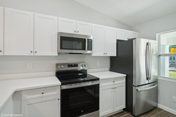 Interior, Kitchen, Stainless Steel Appliances, Wood Texture Flooring