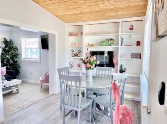 Dining room, Fireplace, Interior, Wooden Ceilings, Wood Texture Flooring