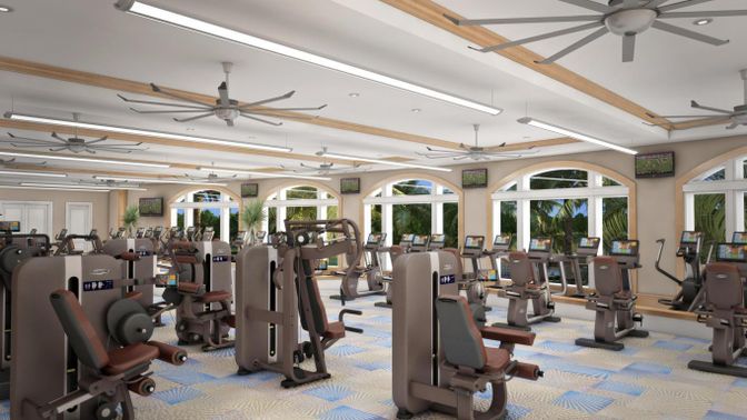 Fitness Equipment, Gym, Interior, Recessed Lighting