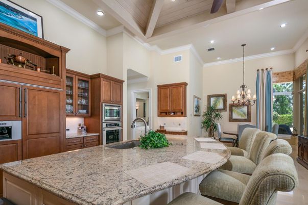 Chandelier, Dining room, Interior, Kitchen, Living room, Recessed Lighting, Stainless Steel Appliances