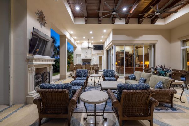 Dining room, Fireplace, Interior, Kitchen, Living room, Pendant Lights, Recessed Lighting, Wooden Beams, Wooden Ceilings