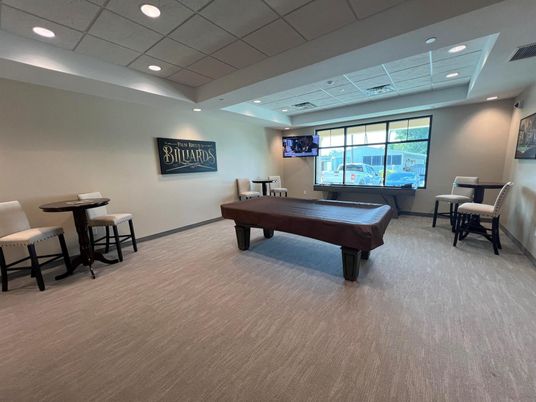 Billiard Table, Game Room, Interior, Recessed Lighting