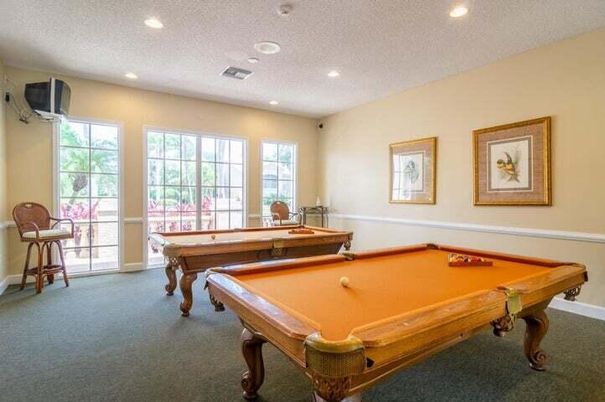 Billiard Table, Game Room, Interior, Recessed Lighting