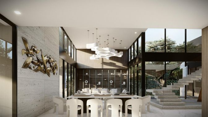 Dining room, Interior, Pendant Lights, Recessed Lighting
