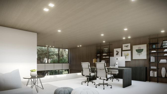 Home Office, Interior, Recessed Lighting