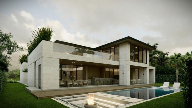 Backyard, Exterior, Facade, Pool, Modern