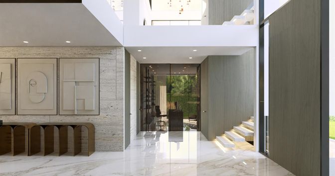 Interior, Marble, Recessed Lighting