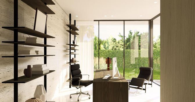 Home Office, Interior, Recessed Lighting