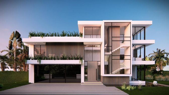 Exterior, Facade, Modern