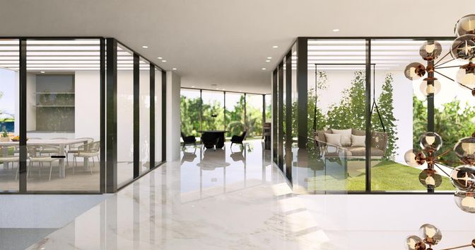 Interior, Marble, Recessed Lighting