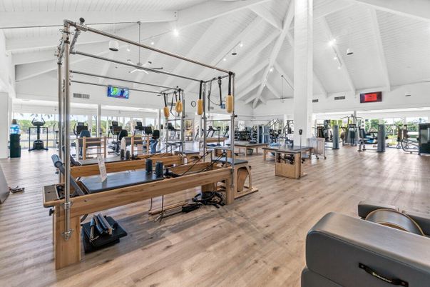 Fitness Equipment, Gym, Interior, Wood Texture Flooring