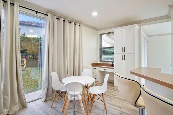 Home Office, Interior, Recessed Lighting, Wood Texture Flooring