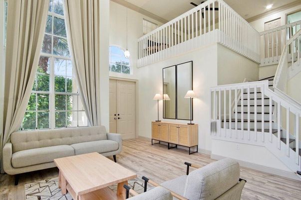 Interior, Living room, Pendant Lights, Wood Texture Flooring