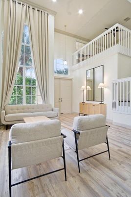 Interior, Living room, Pendant Lights, Recessed Lighting, Wood Texture Flooring