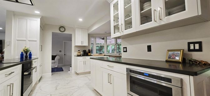 Interior, Kitchen, Marble, Recessed Lighting, Stainless Steel Appliances