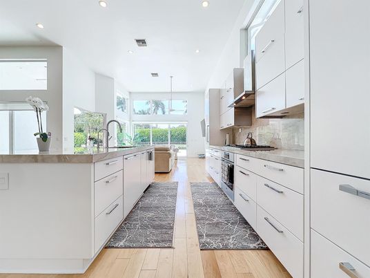 Interior, Kitchen, Recessed Lighting, Wood Texture Flooring