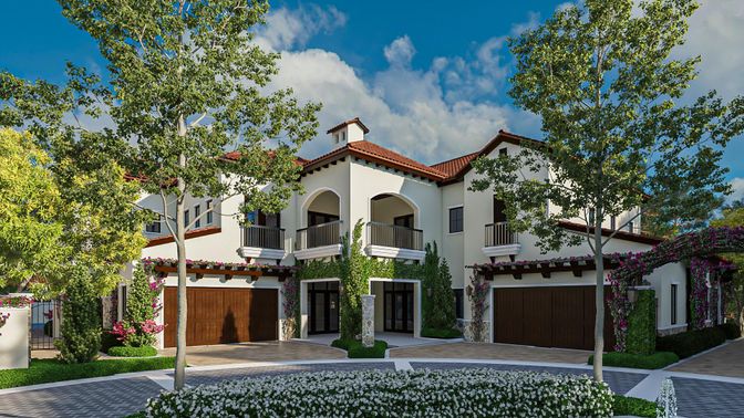 Attached, Exterior, Facade, Spanish Mediterranean