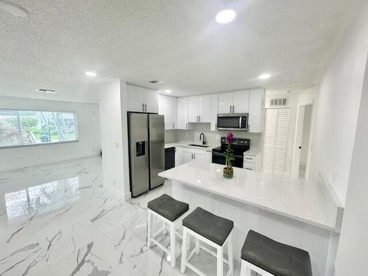 Interior, Kitchen, Marble, Recessed Lighting, Stainless Steel Appliances