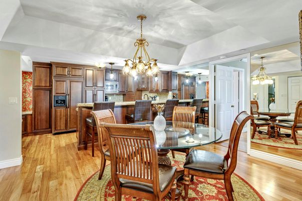 Chandelier, Dining room, Interior, Kitchen, Pendant Lights, Wood Texture Flooring