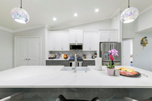 Interior, Kitchen, Pendant Lights, Recessed Lighting, Stainless Steel Appliances