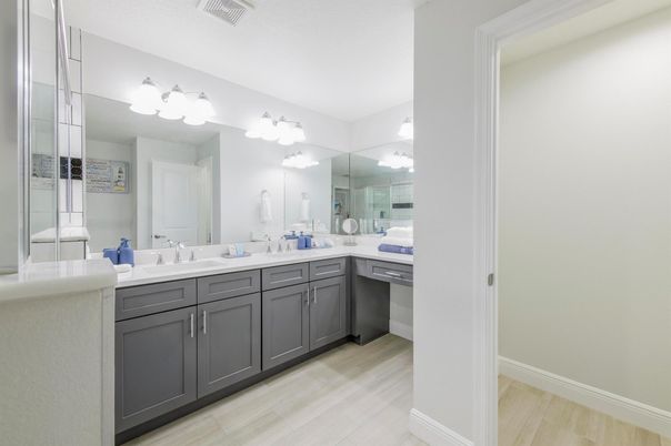 Bathroom, Dual Sink Vanities, Interior, Wood Texture Flooring