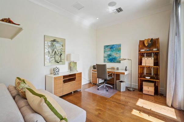 Home Office, Interior, Recessed Lighting, Wood Texture Flooring
