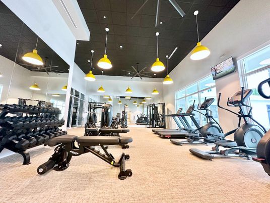 Fitness Equipment, Gym, Interior, Pendant Lights