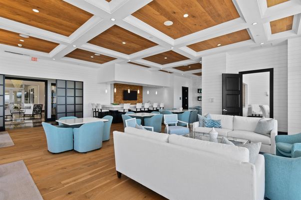 Dining room, Interior, Living room, Pendant Lights, Recessed Lighting, Wooden Ceilings, Wood Texture Flooring