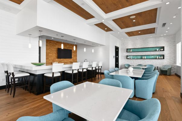 Dining room, Interior, Pendant Lights, Recessed Lighting, Stone Walls, Wood Texture Flooring