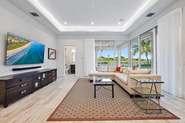 Interior, Living room, Recessed Lighting, Water, Wood Texture Flooring