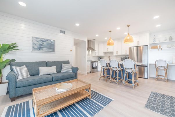 Interior, Kitchen, Living room, Pendant Lights, Recessed Lighting, Stainless Steel Appliances, Wood Texture Flooring