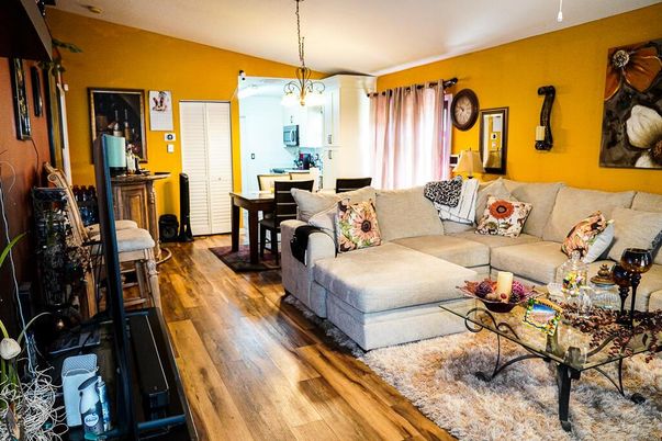 Dining room, Interior, Living room, Pendant Lights, Wood Texture Flooring