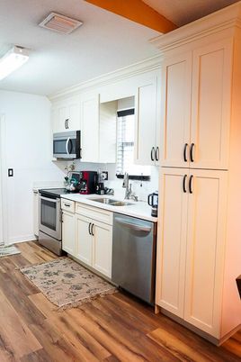 Interior, Kitchen, Stainless Steel Appliances, Wood Texture Flooring