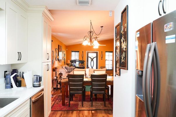Chandelier, Dining room, Interior, Kitchen, Wood Texture Flooring