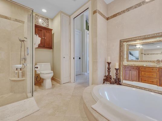 Bathroom, Glass Shower, Interior, Recessed Lighting